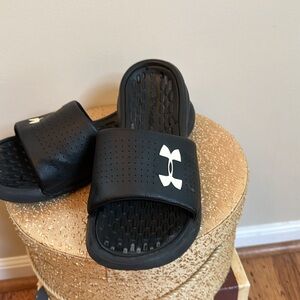 Under Armour Black and White Slide Sandals